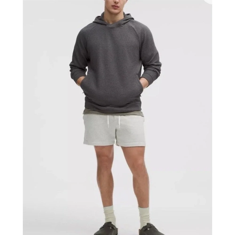 Lululemon Ease The Day Textured Double Knit Cotton Hoodie Grey Black $148 XXL